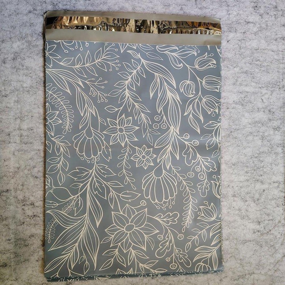 Floral Poly Shipping Mailers 10x13 Blue White Botanical Mailing Envelopes Pack